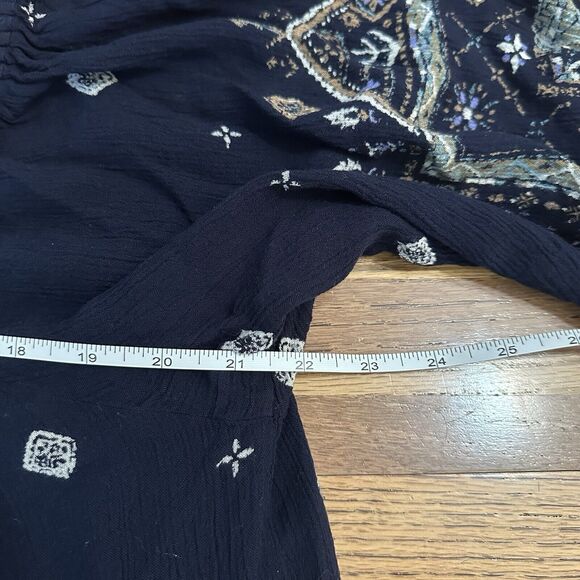 Ecote Blouse, Bohemian, Navy Blue, Off the Shoulder, Flowy, Medium - Picture 10 of 11